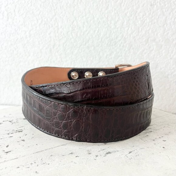 NEW Rod Patrick Boots Mens Western Belt 1.5 in Taper 32 in Brown Caiman Leather - Picture 2 of 8